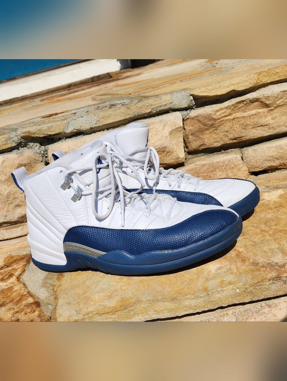 Men's Jordan Retro High-Top Sneakers in White and Navy
